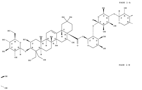 Olean-12-en-28-oic acid, 3-(β-D-glucopyranosyloxy)-2,16,23,24-tetrahydroxy-, O-β-D-xylopyranosyl-(1→4)-O-6-deoxy-α-L-mannopyranosyl-(1→2)-α-L-arabinopyranosyl ester, (2β,3β,16α)-